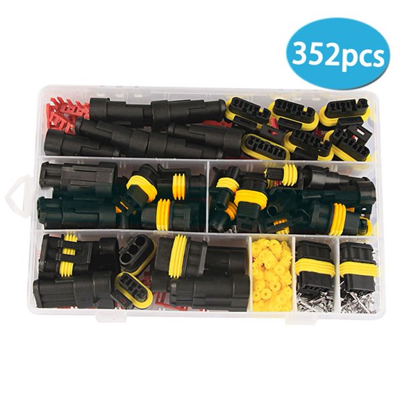 352Pcs Waterproof Automotive Connector Kit Hid Xenon Light Wiring Harness,Simple Operation, One Step Use, Save Your Time