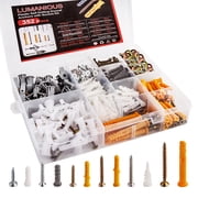 352pcs Self-Drilling Drywall Anchors and Screws Kit, 9 Different Assorted Size, Include Nylon Plastic Wall Anchors,Galvanized Steel Anchors, Screws, Hollow Door Anchors, Holds Up to 75lbs