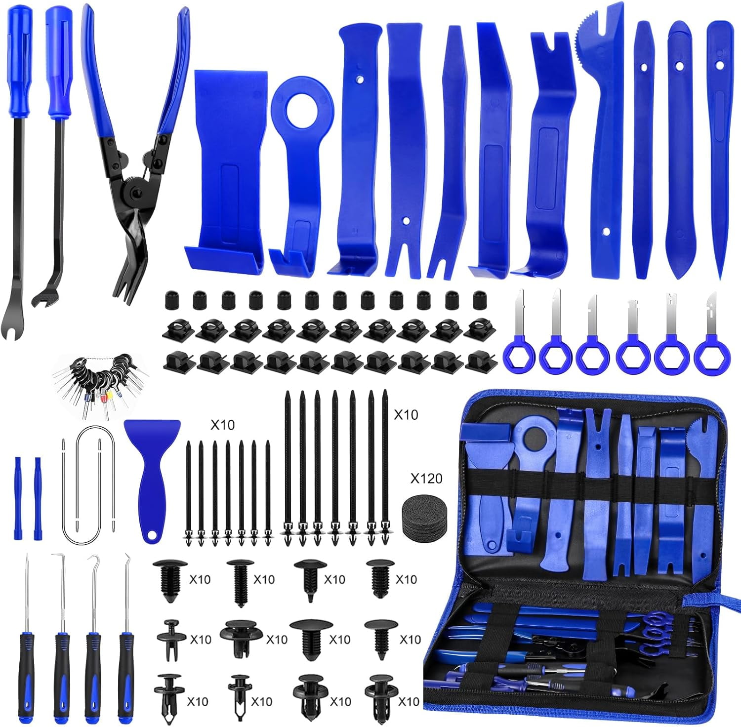 352pcs Trim Removal Tool, Pry Tool, Door Panel Removal Tool Kit, Clip Tool, Fasteners Removal Tool with Car Retainer Body Clips Set, Blue