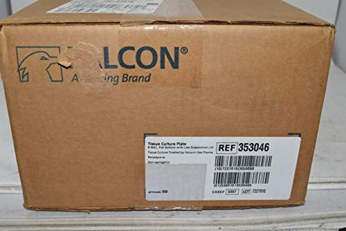 353046 Falcon Clear Polystyrene 6 Well Cell Culture Plate with Lid, 15 ...