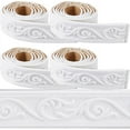 thumbnail image 1 of 354 x 2in Crown Molding Peel and Stick Foam White Self Adhesive Flexible Trim 3D Sticky Vintage Decorative Wallpaper Border Wall Edging Foam Baseboard Mirror Border Wall Lines Hotel DIY Decor, 1 of 9