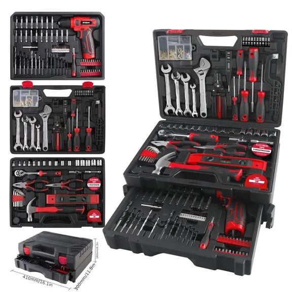 355-Piece Tool Set Kit - Tool kit with 12V Cordless Power Drill Driver Toolbox Storage Case with Drawer, Drill Set Perfect for Homeowner, Diyer, Handyman