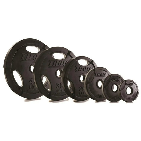 355 lb. Olympic Weight Plate Set, Black Urethane Grip (Commercial Gym Quality) by Troy Barbell
