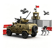 3552Pcs Military Observation Post Building Model with Tactical Vehicle, WW2 Combat Brick Set for Boys & Adults