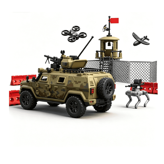 3552Pcs Military Observation Post Building Model with Tactical Vehicle, WW2 Combat Brick Set for Boys & Adults
