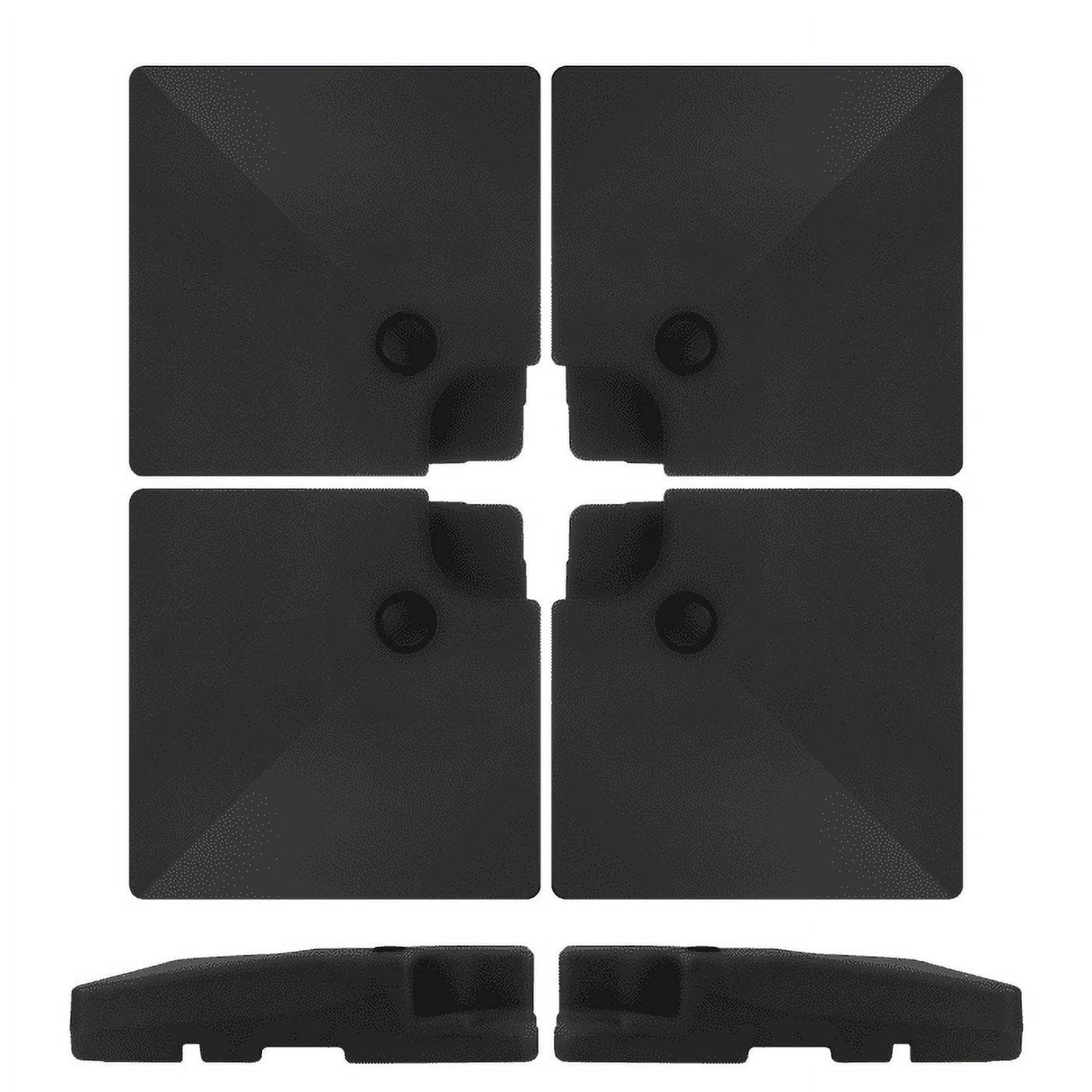 Sturdy Build HDPE Umbrella Base, 4-Piece Black Set, 356 LBS Capacity, Easy-Fill Spouts, Umbrella Stand Base for Beach, Garden, Outdoor