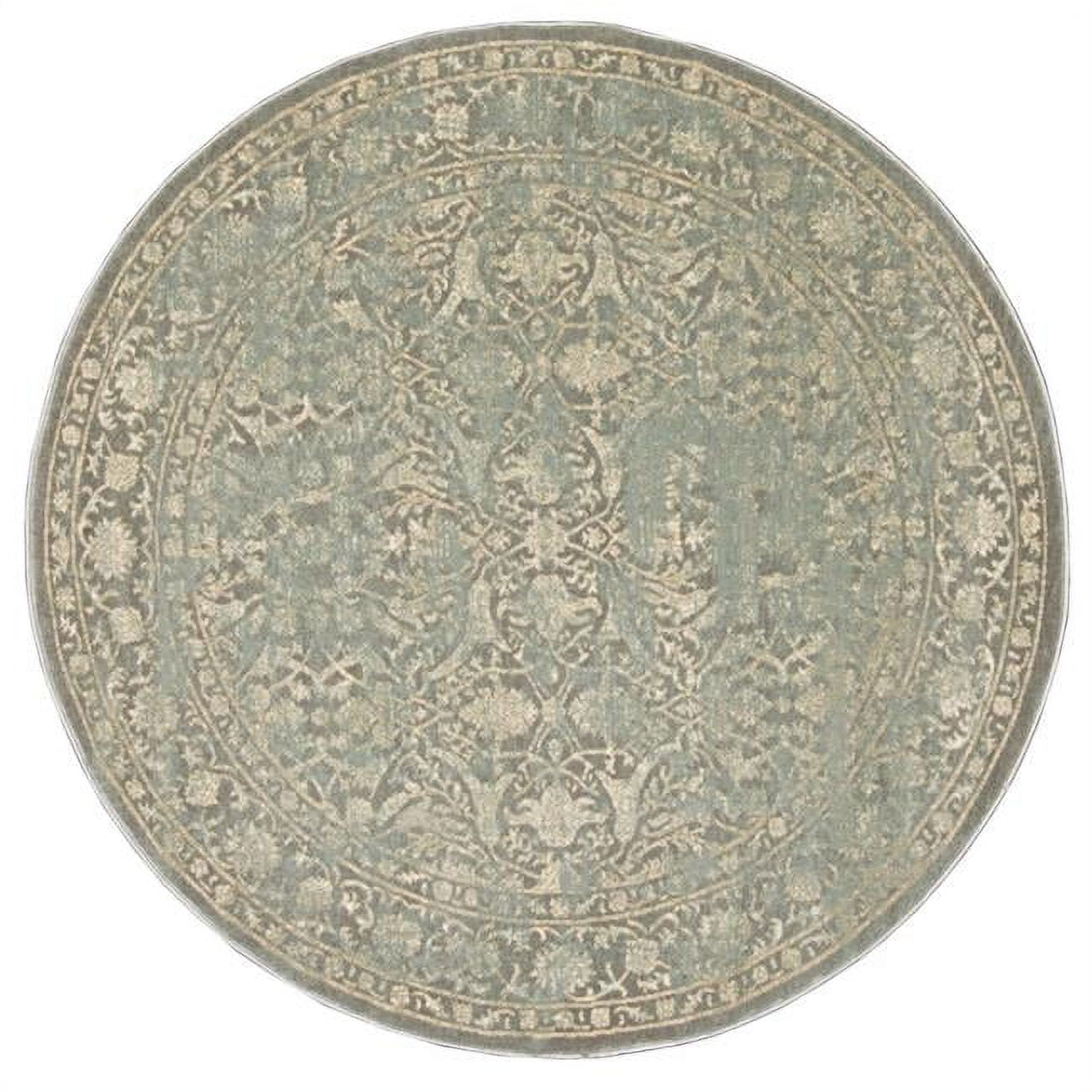 Gray Round Synthetic Traditional Oriental Vintage Area Rug