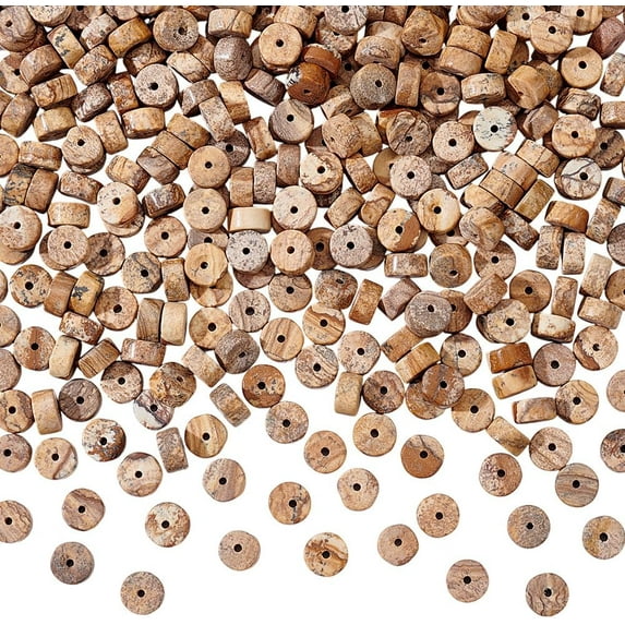 357 Pcs 6mm Natural Picture Jasper Disc Beads Loose Spacer Beads for Jewelry Making