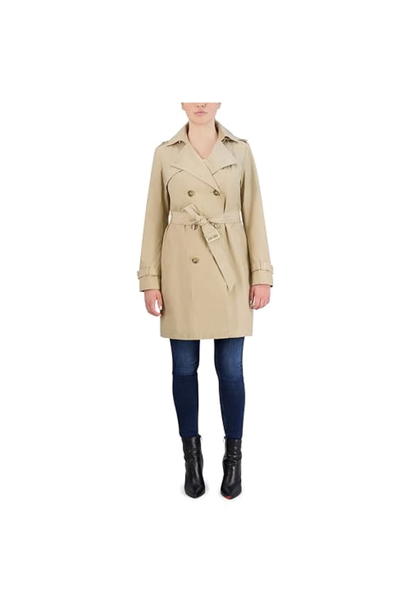 357MC876 COLE HAAN WOMENS DOUBLE BREASTED TRENCH COAT, SIZE M - KHAKI