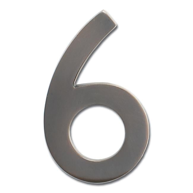 3582DC Number 6 Solid Cast Brass 4 inch Floating House Number Dark Aged Copper ''6''