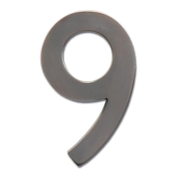 3582DC Number 9 Solid Cast Brass 4 inch Floating House Number Dark Aged Copper ''9''
