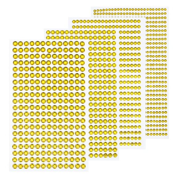 3584 Pcs 8 Sheets Light Yellow Rhinestone Stickers 3/4/5/6 mm Self Adhesive Rhinestones Gems for DIY Decoration Craft