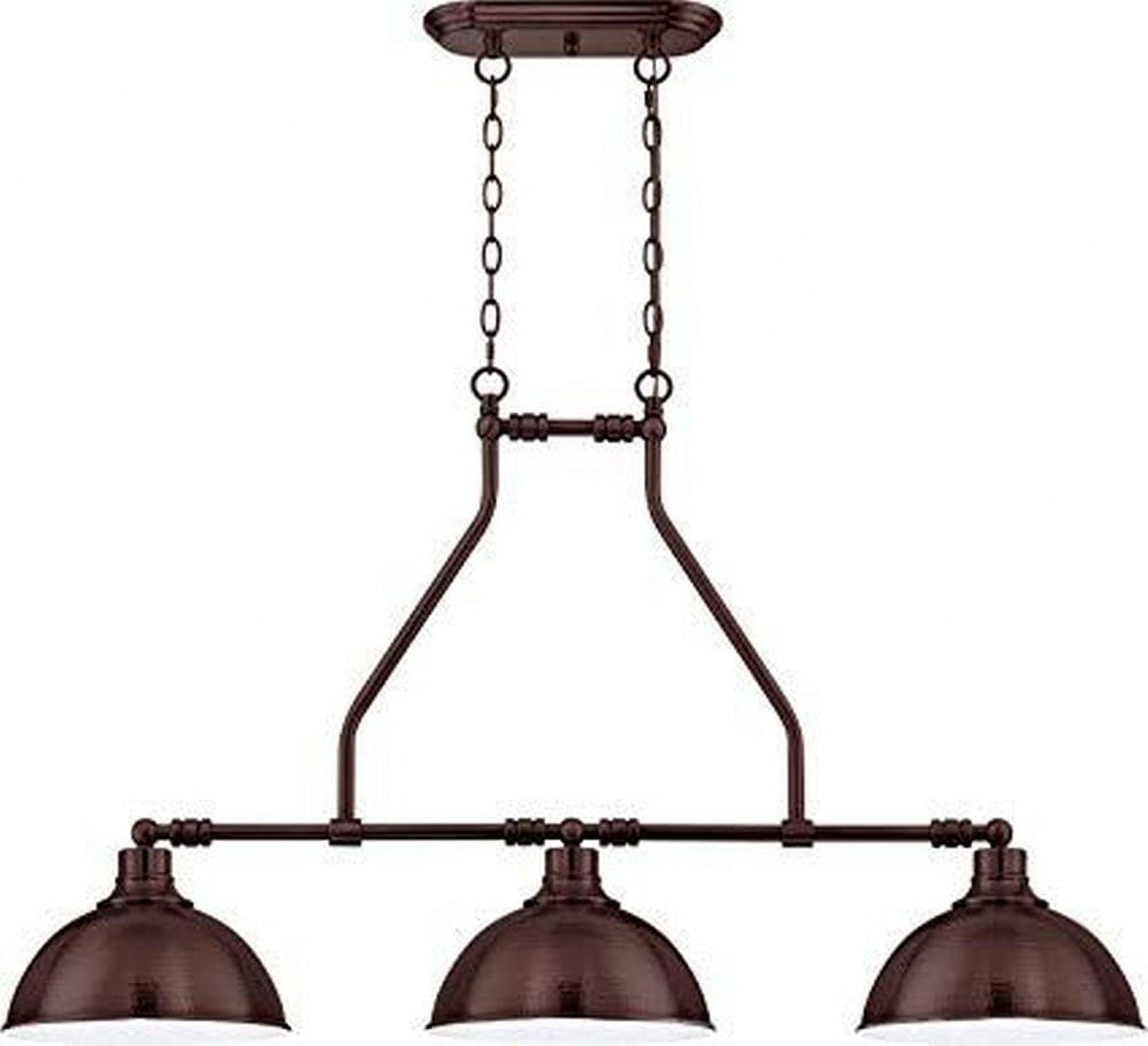 Aged Bronze Brushed 3-Light Island Pendant with Hammered Metal Shades