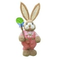 thumbnail image 1 of 35Cm Handmade Straw Easter Bunny decor, with Pink Plaid top & Butterfly Accent, for Easter Porch decorations, Entryway, Veranda and Outdoor Living Space Styling, 1 of 5
