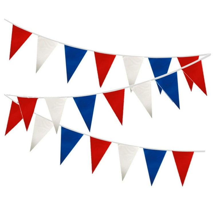 35Ft Red White and Blue Buntings Pennant Banner Garden 25 Triangle Flags Party Decorations Festive Garlands for Birthday Wedding Outdoor and Indoor