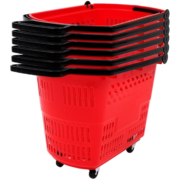 35L 6PCS Shopping Carts with Wheels and Handle Portable Shopping Basket Set