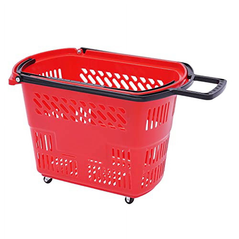 Plastic Rolling Shopping Baskets 50L With Wheels Handle 50L Rolling  Shopping Basket With Wheels \u0026 Handle - Heavy Duty Plastic Storage Cart For  Stores \u0026 Home Commercial Shopping Carts, image size:1000x1000