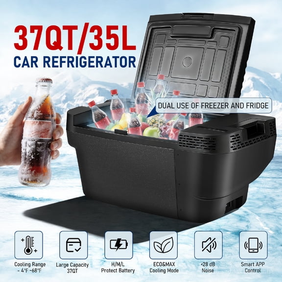 35L Built-In Car Refrigerator, Ultra-Quiet Fast Cooling to -4, Smart App Control, Space-Saving Design for Camping & Road Trips
