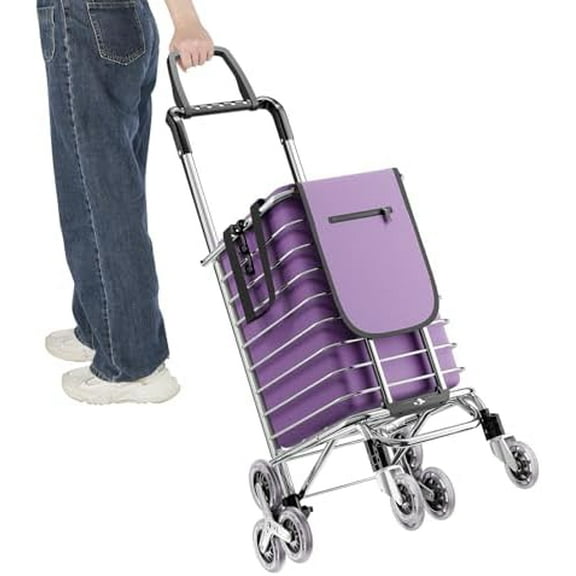 35L Folding Shopping Cart - Portable Grocery Trolley 8-Wheel Heavy-Duty Stair-Climbing Basket Cart for Groceries, Markets, Picnics & Moving$$Tools & Hardware Other