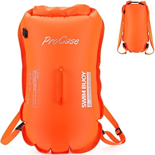 35L Swim Buoy Dry Bag, Floating Waterproof Backpack with Shoulder Waist Strap for Open Water Swimming Paddling Boating Kayaking Rafting Hiking Camping Fishing Beach -Orange
