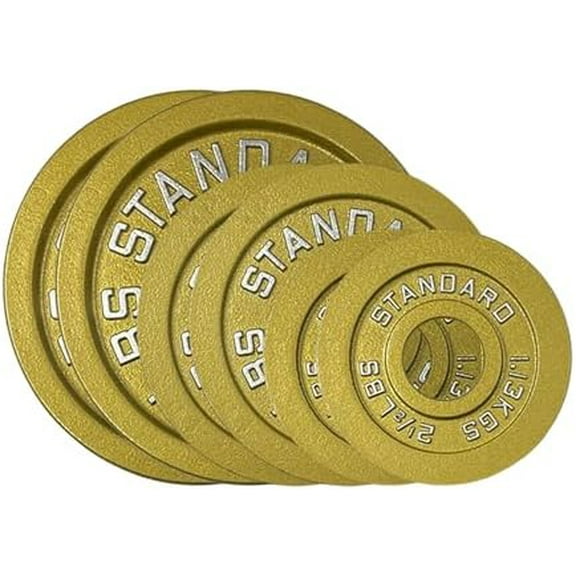 35LB Gold Olympic Steel Plate Set - 2x 10lb, 2x 5lb, & 2x 2.5lb 2 Inch Barbell Weights in Premium Gold Finish
