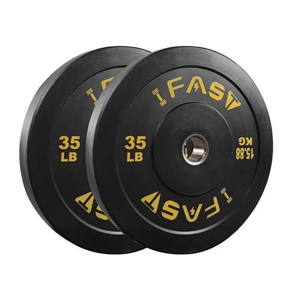 35LB Olympic Bumper Weight Plates for Home Gym, Rubber Weightlifting Barbell Plates with 2-Inch Steel Insert for Strength Training