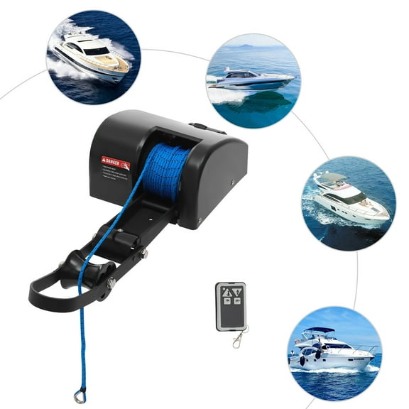 35LBS Saltwater Electric Boat Anchor Winch, 12V Electric Winch for Boats Marine Anchor Windlass with Remote Control & 98.42ft Long Nylon Rope