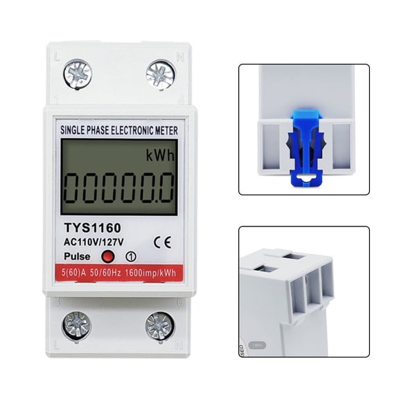 35Mm Din Rail Digital Single-Phase Energy Meter For 110V127V 60A Monitoring