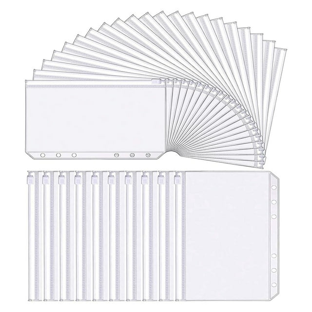 35PC A6 6Holes Binder Pockets Waterproof PVC Cash Budget Envelopes Zipper Binder Pouches for A6