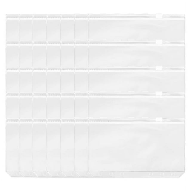 35PC A6 6Holes Binder Pockets Waterproof PVC Cash Budget Envelopes Zipper Binder Pouches for A6