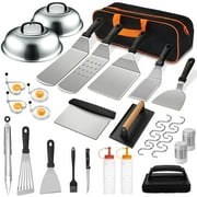 Mibote Stainless Steel Griddle Accessories Kit with Spatula, Scraper, Basting Cover & Grill Tools