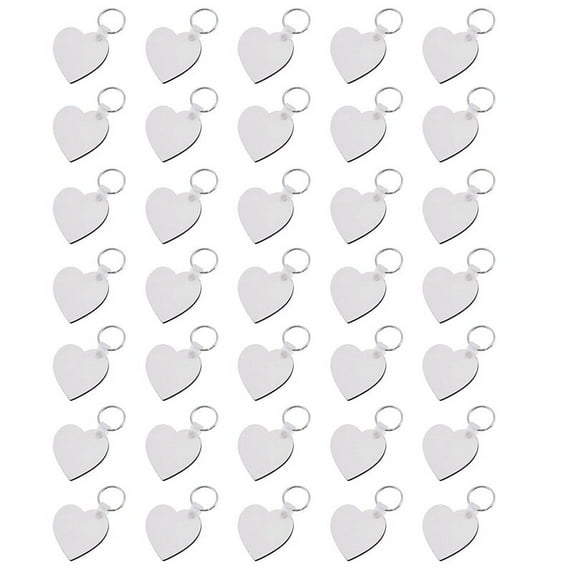 35PCS Heart Blank Board Keyring Keychain Printing Keyrings DIY Sublimation Key Chains Accessories(Double Sided)