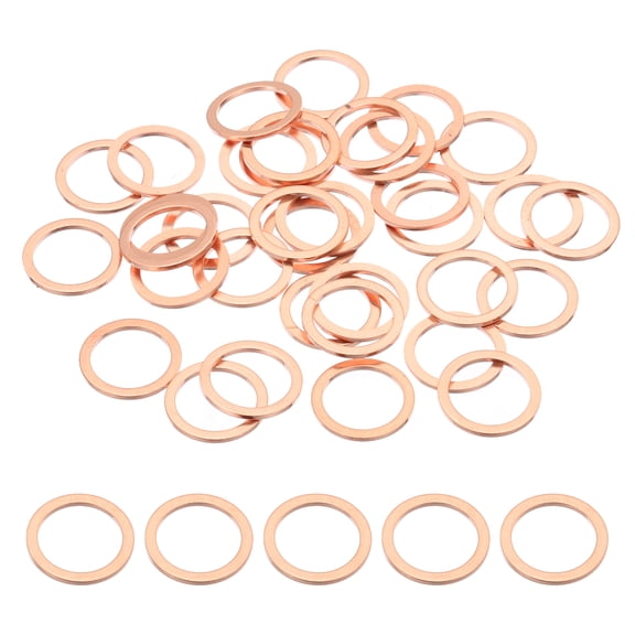Uxcell 35Pcs M12 Copper Washers M12x16x1mm Copper Crush Washer Metric Flat Washers