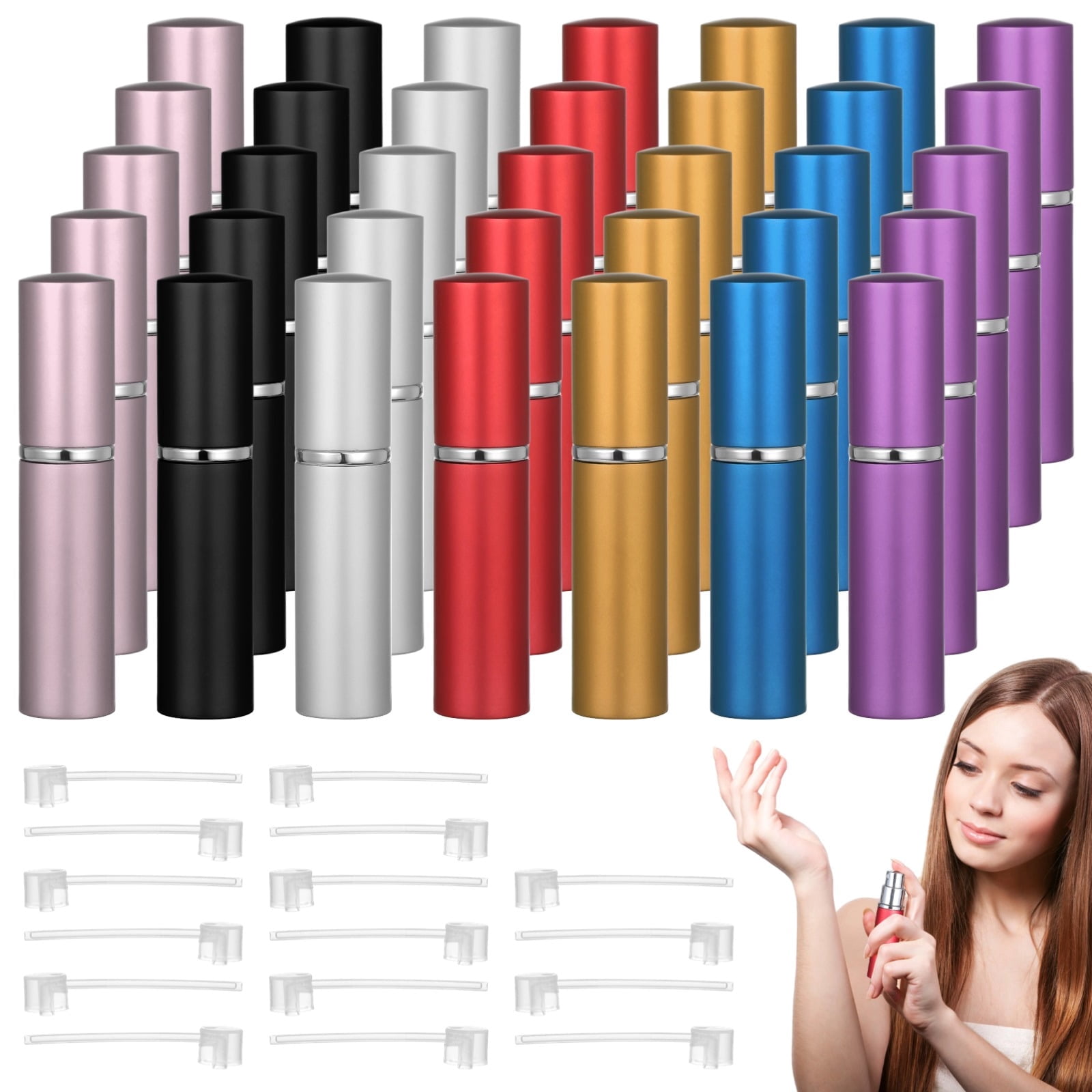 35PCS Refillable Perfume Atomizers, 0.17oz Mini Spray Bottles, Empty Perfume Travel Bottles with Refill Pumps, Leak-Proof Dispenser Bottles, Portable Perfume Scent Bottles for Men Women