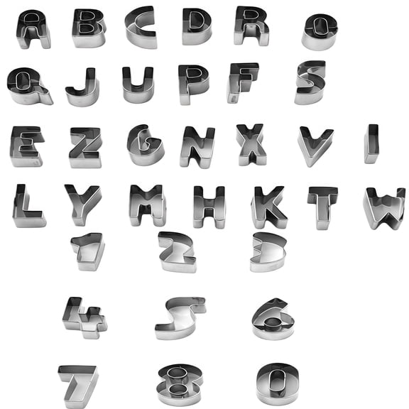 35PCS Stainless Steel Cookie Cutter Set With 9 Numbers And 26 Letters Molds