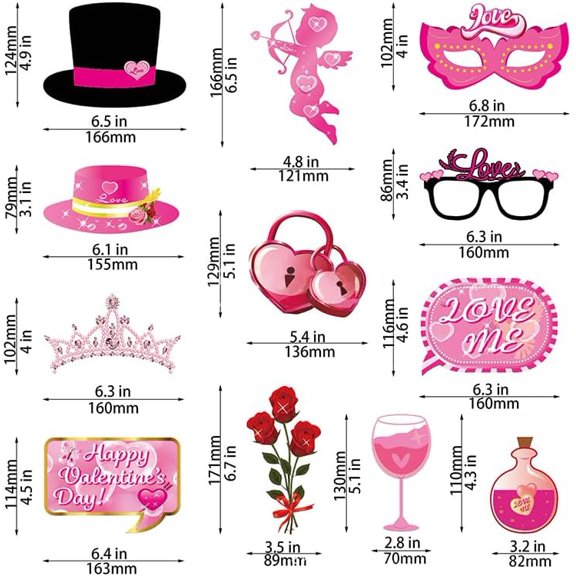 35PCS Valentine's Day Photo Booth Props,Romantic XOXO Day Decorations Set, Valentine's Day Birthday Wedding Photo Props for Party Favor Decor$$Home Decor, Kitchen, & Other
