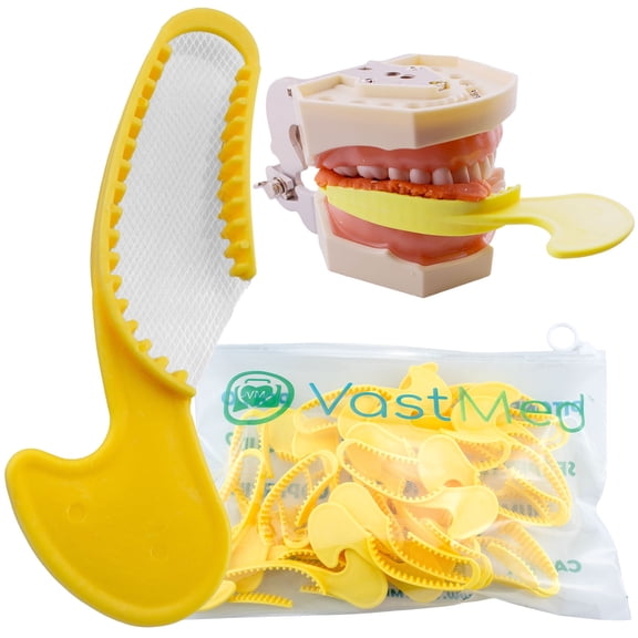 35PCs Dental Grade Disposable Dental Triple Bite Registration Tray by VASTMED | Impression Trays with Plastic Rigid Frame and Nylon Mesh for Teeth Molds