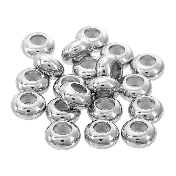 35Pack 7mm*2.0mm Insert Rubber Stopper Positioning Spacer Beads, Stainless Steel Adjustable Slider Beads Silver