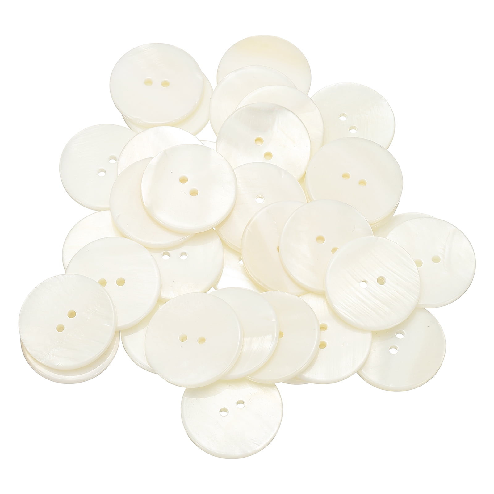 35Pack Natural Shell Button, 2 Hole 25mm Round Mother of Pearl Button ...