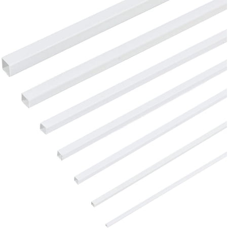 35Pcs 7 Styles ABS Plastic Square Hollow Tubes DIY Handmade Sand Table Material Model Building White 300x2~10x2~10mm Hole: 2~7x2~7mm 5pcs/style
