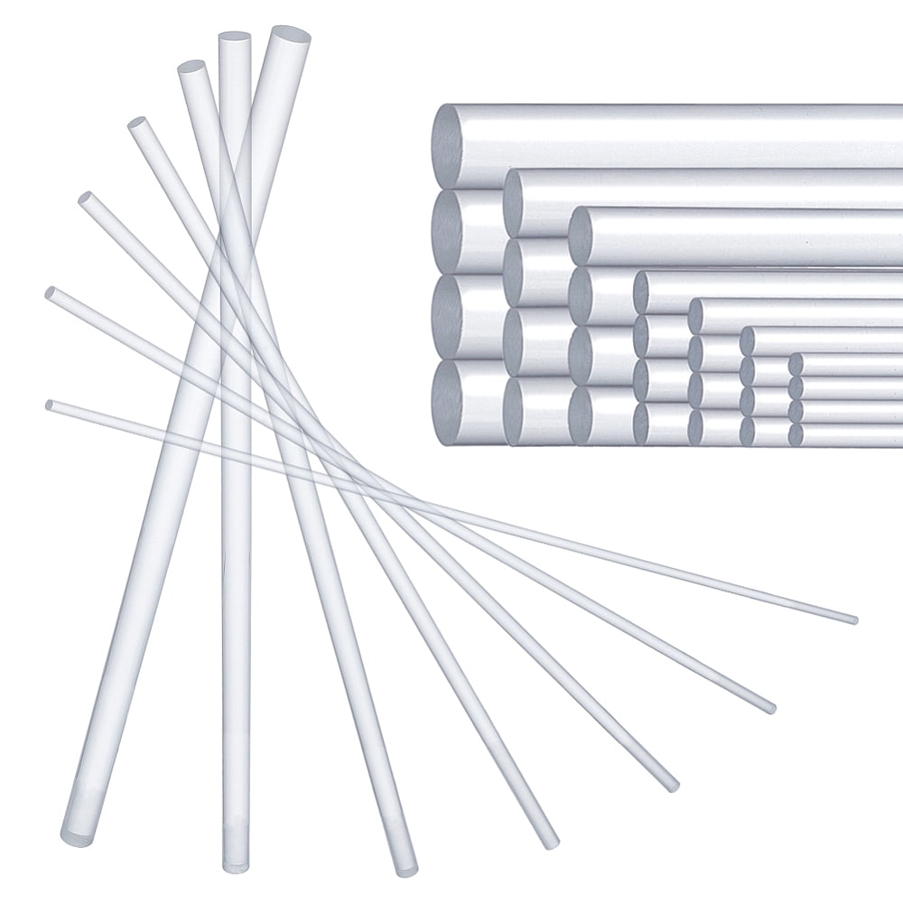 35Pcs 7 Styles Acrylic Dowel Rods Round Acrylic Craft Sticks for Lollipop Cake Topper Clay Craft Clear 300x3 -12mm 5pcs/style