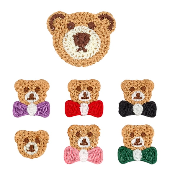 35Pcs 7 Styles Cartoon Bear Embroidery Patches Lovely Animals Crochet Iron/Sew on Patches Chenille Appliques