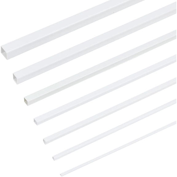 35Pcs 7 Styles Plastic Square Hollow Tube for DIY Sand Table Architectural Model Making White 250x2~10x2~10mm 5pcs/styles DIY