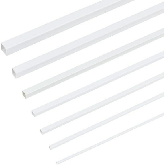 35Pcs 7 Styles Plastic Square Tube 2/3/4/5/6/8/10mm White Plastic Square Tube 9.8 inch Hollow Square Bar Rods Plastic Model Tube Plastic Rod for DIY Sand Table Architectural Model Making for DIY