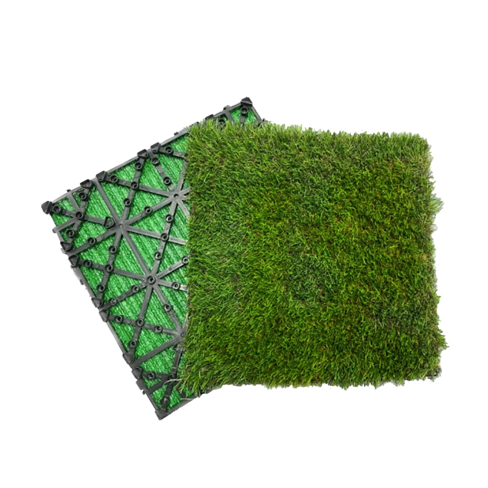 Grass Green Interlocking Artificial Turf Tiles for Indoor Outdoor Use