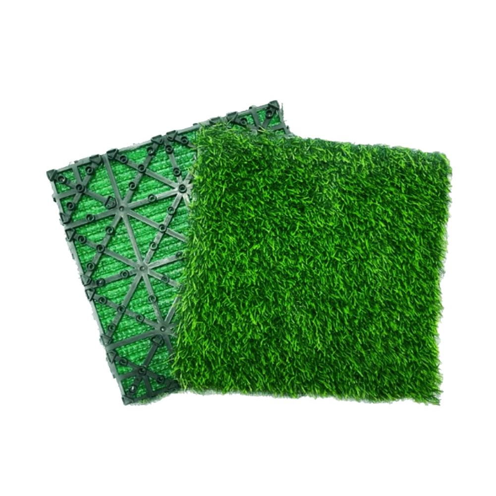 Grass Green Interlocking Artificial Turf Tiles for Indoor Outdoor Use