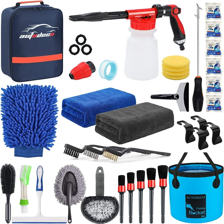 Microfiber Car Wash Detail Collapsible Bucket Mitt Kit Auto Exterior Clean Set Microfiber Car Wash Detail Collapsible Bucket Mitt Kit Auto Exterior Clean Set
