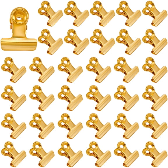35Pcs Gold Bulldog Clips Binder Stainless Steel Metal Hinge Mini Clips Corkboard Hanging Pictures Paper Holder Organizers for Food Bags