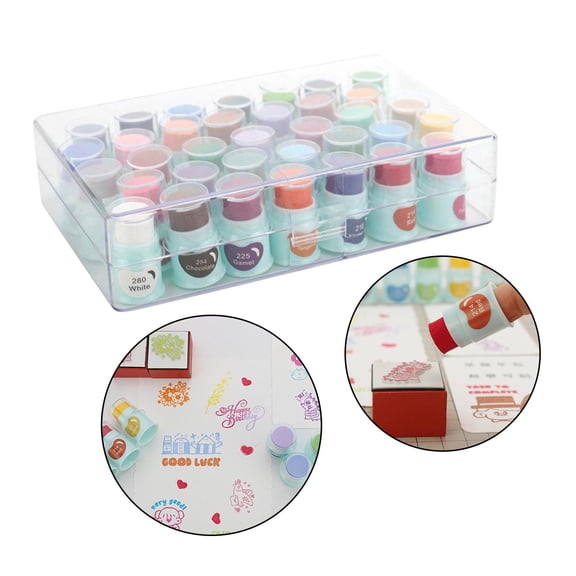 35Pcs Ink Pad, Rainbow Stamp Pads for Stamping Children,Ink Pad Non Ink Pad Set for Card Making, Rubber Stamps, Paper, Fabric