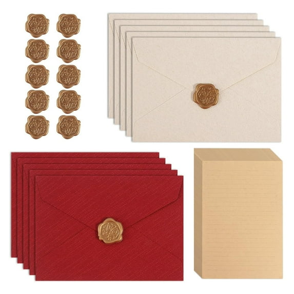 35Pcs Writing Stationery Set Includes Envelopes Linen Paper Sealing Candle Seal For Invitations Greetings Decoration